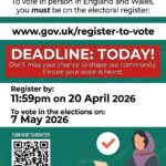 Deadline TODAY to register to local elections on 7 May